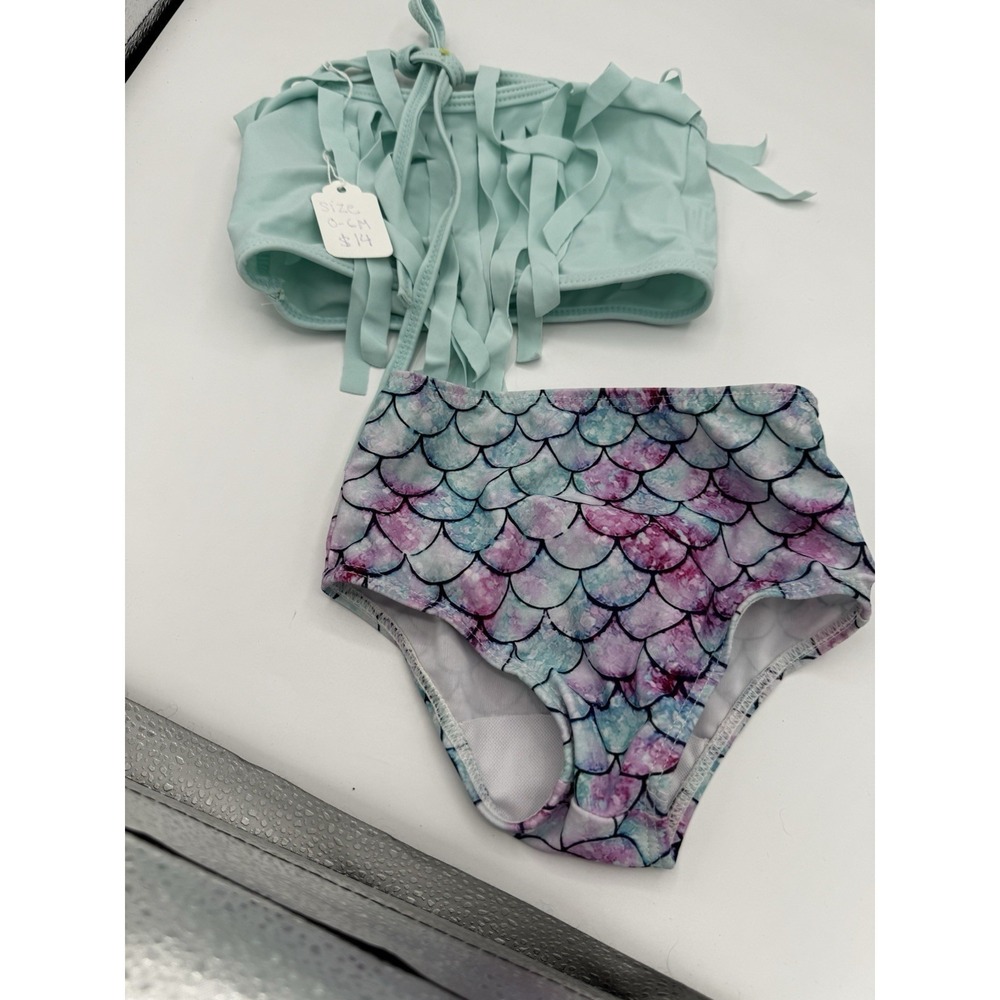 NWT  Fringe Girls Swimsuit 0/6 Months ADORABLE MERMAID SCALE PRINT 2 PIECE A2